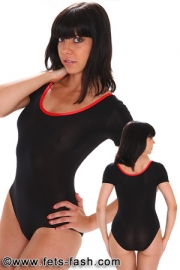 Body Elasthan Schwarz Mikrofaser Rundhals mit farbigem Saum / B51-1-4RB  Material:   - 91% Cupro / 9% Elasthan - sehr hochwertiges schweres Mikrofaser Material - extrem elastisch und strapazierf�hig - sitzt wie eine zweite Haut - sehr glatte Oberfl�che - sehr atmungsaktiv - faltenfreier Sitz  - 51-1 Elasthan Schwarz Mikrofaser  Pflege:    -...