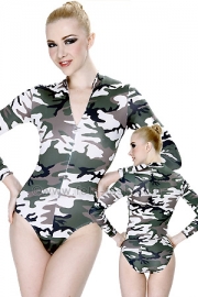 Body with front zip-fastener Elastane Camouflage