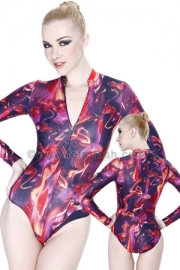 Body with front zip-fastener Elastane Fire