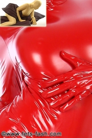 Spannbettlaken Stretchlack Rot / BWS22  Material:   - Elastik Lack (Stretchlack) gl�nzend - 80% Polyamid / 12% Polyurethan / 8% Elasthan / 200 gr/m� - Lackbeschichtete Oberfl�che - Latex- bzw. Ledereffekt - keine Atmungsaktivit�t  Pflege:    - 30�C mit Feinwaschmittel, Tropfnass h�ngend, nicht b�geln  Allgemein:   -...