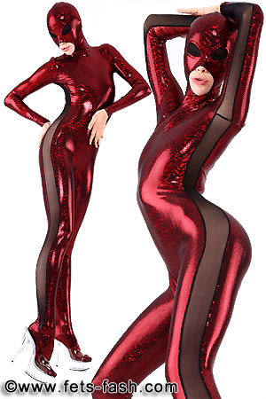 Catsuit in Effekt Farben mit seitlich transparentem Einsatz