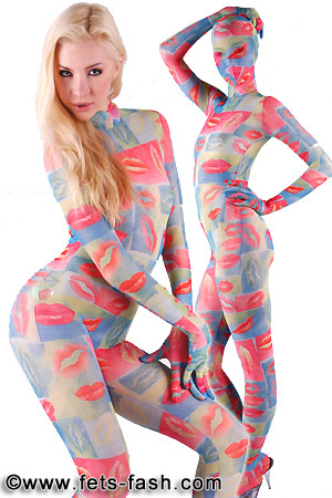Catsuit Retro Lips transparent