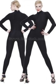 Catsuit Elastane Black Ribbed optics