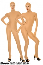 Catsuit Elasthan Real Hautfarbe / C63  Material:   - 80% Polyamid / 20% Elasthan / 165-175 gr/m� Minon Microtouch - weicher Griff - extrem elastisch und strapazierf�hig - atmungsaktiv - faltenfreier Sitz   Hinweis f�r Masken:   - f�r alle Maskentypen geeignet - gute Atmungsaktivit�t - bei Maske 01, dunkle Farben...