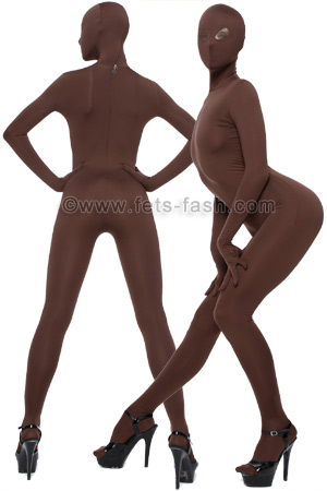 Catsuit Elastane Brown Micro Fibre Matt