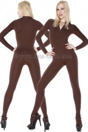 Catsuit mit Frontrei�verschluss in Elasthan Braun Mikrofaser Matt / CFR67A Catsuit mit Frontrei�verschluss und 3,0cm Stehkragen  Material:   - 80% Polyamid / 20% Elasthan - matte Oberfl�che - Innenseite sehr weich - extrem elastisch und strapazierf�hig - guter Tragekomfort  Hinweis f�r Masken:   - angen�hte Maske nicht m�glich - zus�tzlich k�nnen Masken  hier ...
