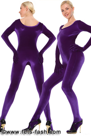 Catsuit ohne Rei�verschluss in Samt Farben
