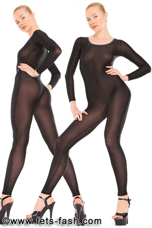 Catsuit ohne Rei�verschluss in transparenten Farben