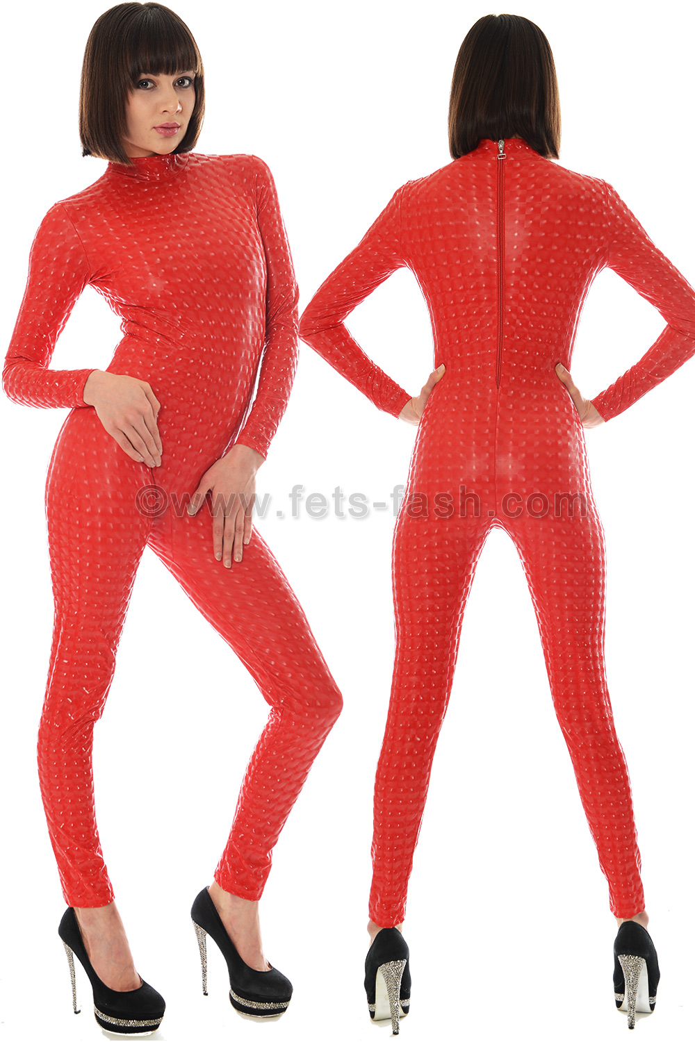 Catsuit Stretchlack Red Cube