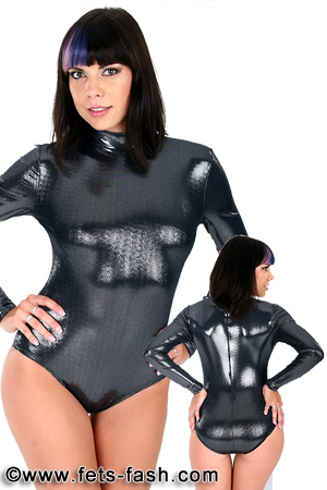 Body Wet Shiny Schwarz Design 04, Frauen, Gr. XL