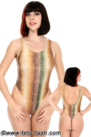 Body Krokodil Braun Gr�n Design 01, Frauen, Gr. M