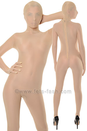 Catsuit Transparent Hautfarbe, Maske 01, Hand und Fuss, Frauen, Gr. XS