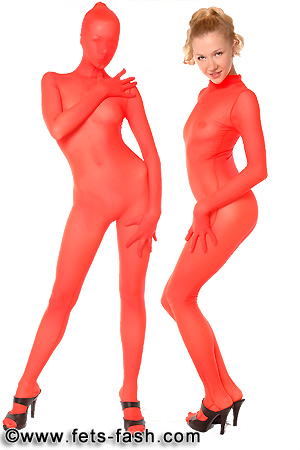 Catsuit Netz Orange, H�nde und F��e, M�nner, Gr. XL