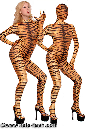 Catsuit Real Tiger, Maske 01, Hand und Fuss, Zip, M�nner, Gr. XL