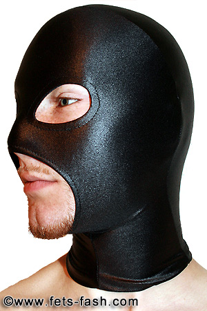 Maske 02, Augen und Mund offen, Elasthan Schwarz, Unisex, Gr. S