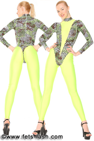 Body Animal Print mit spitzem farbigen Einsatz Design 04 und Legging