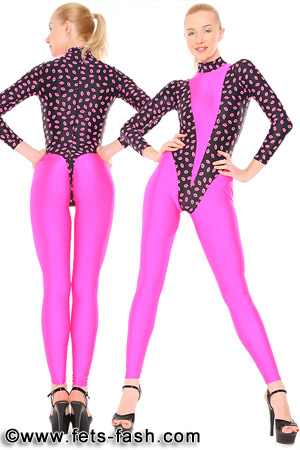 Body Elasthan Lips mit spitzem farbigen Einsatz Design 04 und Legging