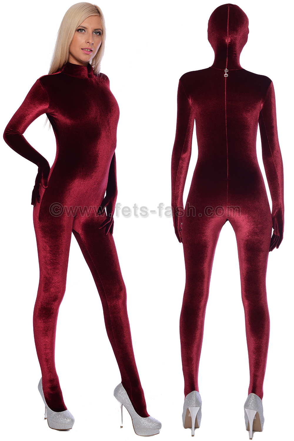 Fets Fash Zentai Catsuit Velvet Burgund
