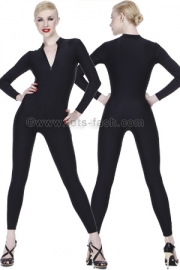 Catsuit Elastane Strong Black with front zip-fastener