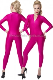 Catsuit Elastane Strong Fuxia with front zip-fastener