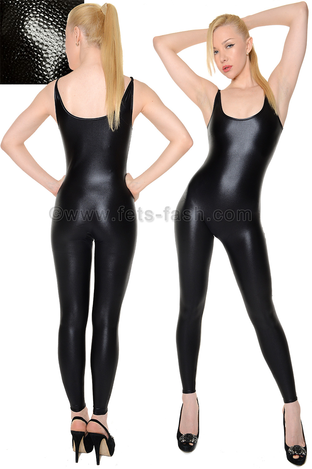 black jumpsuit with pearls