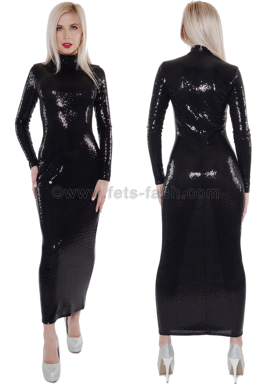Kleid Langarm Pailletten Kleid Langarm Pailletten